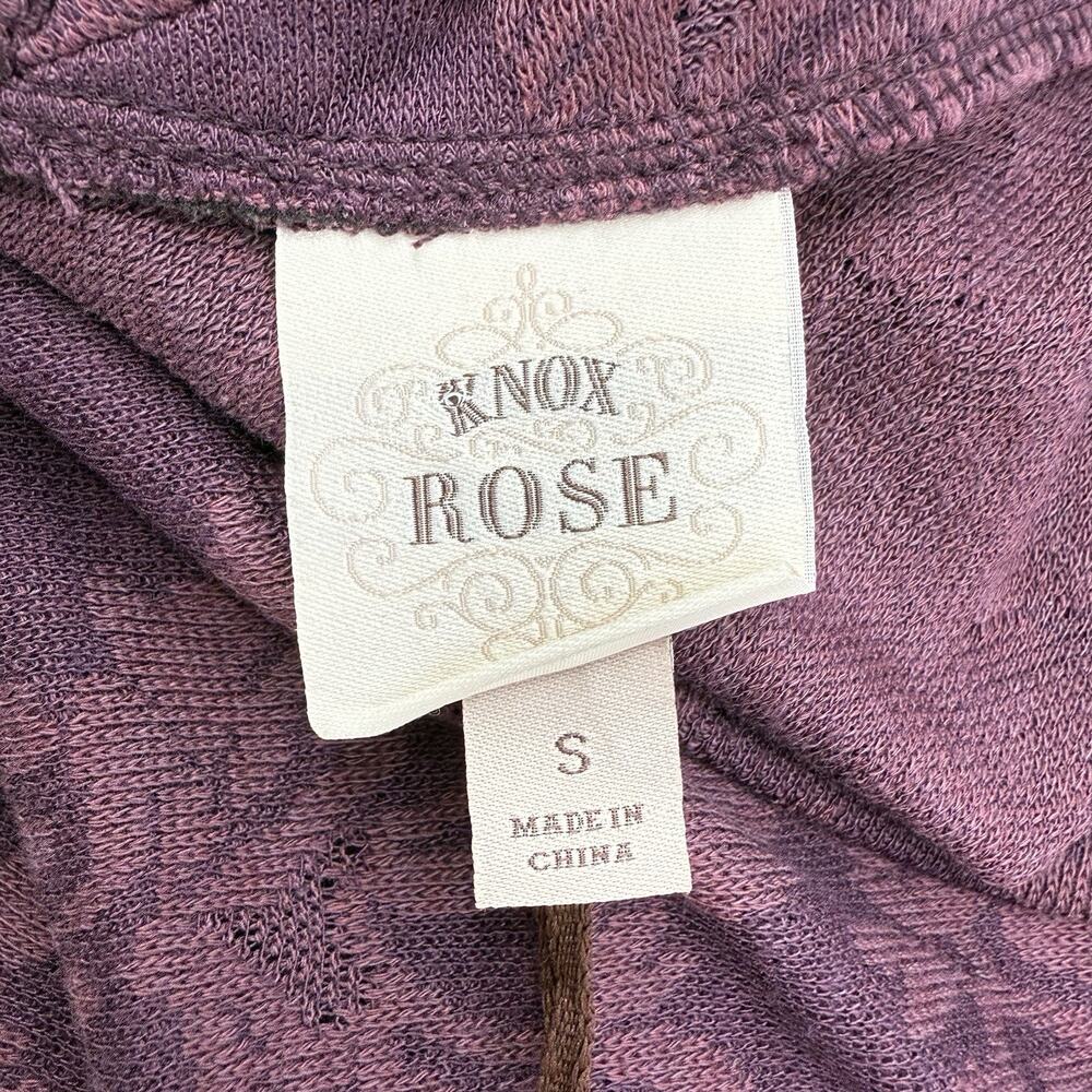 Knox Rose Floral Damask Top S Purple Long Sleeve Boho Lace Up Romantic Feminine - Picture 5 of 7